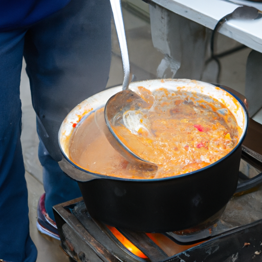 A person cooking a delicious meal in a Dutch oven